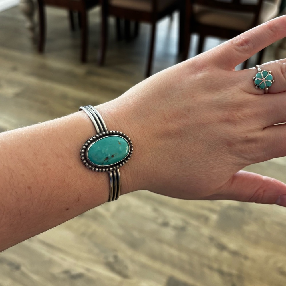 Genuine turquoise cuff bracelet